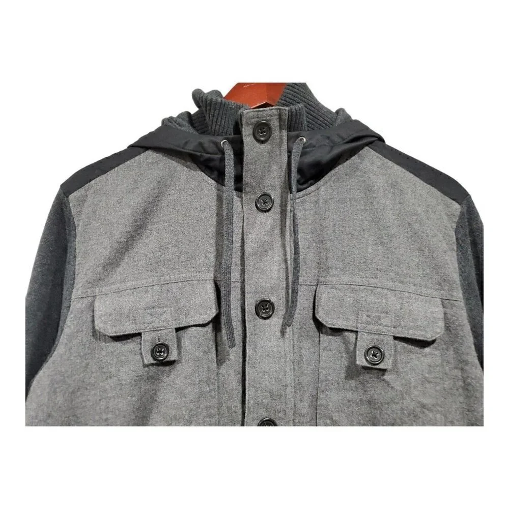 Banana Republic Men's Full-Zip Hooded Sweater Jacket Gray Pockets Sz L